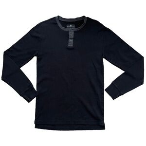 Young Men's SouthHouse Waffle Knit Thermal Henley Shirt, Black Size S